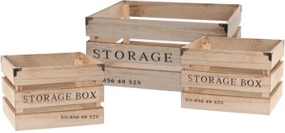 Sada troch drevených bedničiek "STORGE BOX"