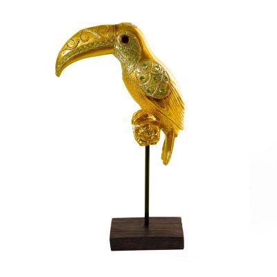 Zlatá figúrka Tukana bohato zdobená v orientálnom štýle 40 cm