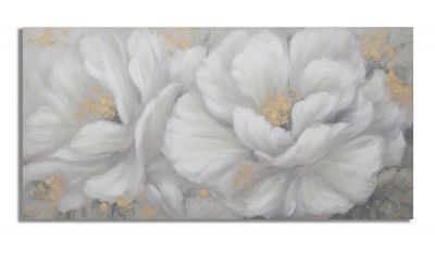 Obraz na plátne WHITE/GOLD FLOWER 140x3,7x70cm