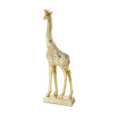 Ozdobná figúrka žirafy 36 cm zlato-strieborná