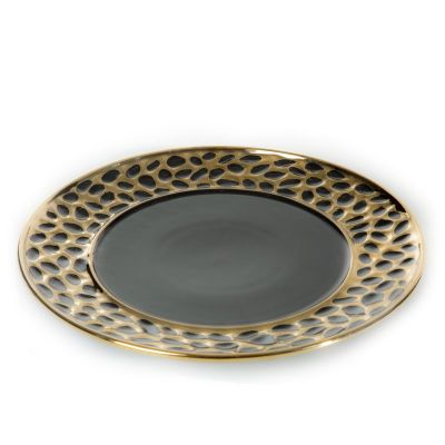 Dekoračný tanier MADLEN, 30x30 cm, čierna-zlatá