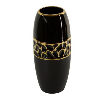 Keramická váza MADLEN 14x14x32cm čierno zlatá