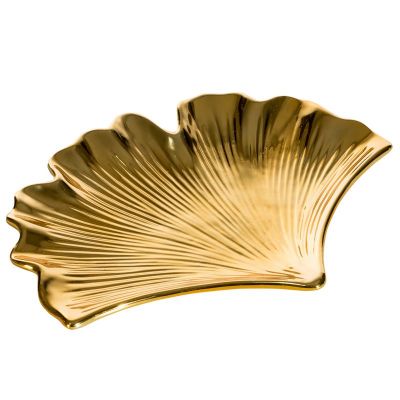 Dekoračný tanier BILOBA 02, 25.5x21x3 cm, zlatý